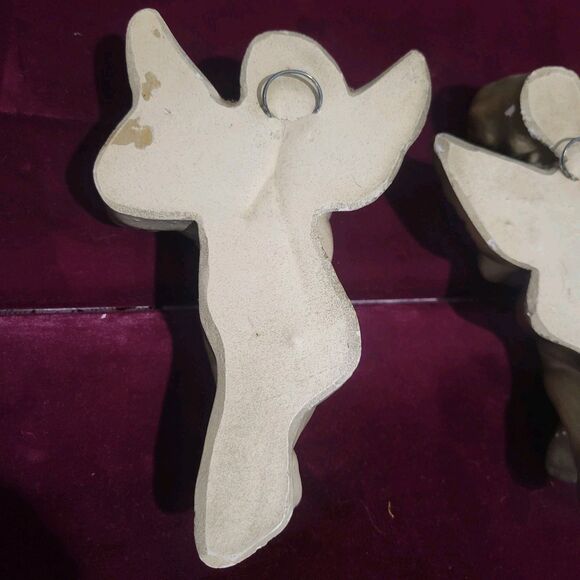 Vintage Cherub Pair Chalk Ware Plaster Wall Decor Hollywood Regency Gold Tone MC - Picture 6 of 16